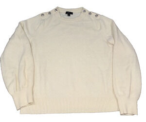 J.Crew Ivory Lambswool Jeweled Shoulder Sweater Women’s XL